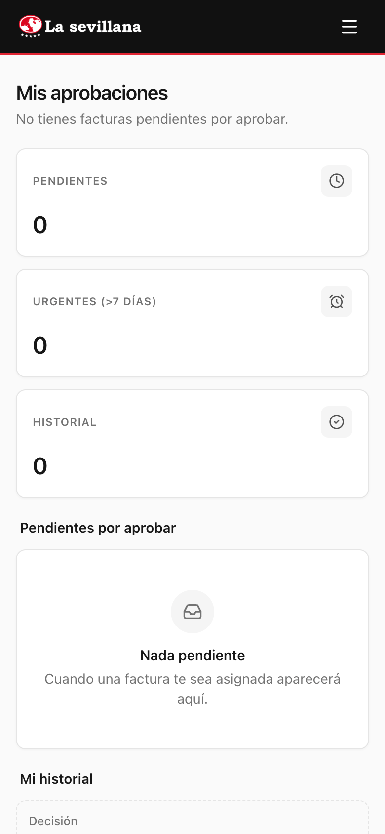 Bandeja del aprobador en el celular
